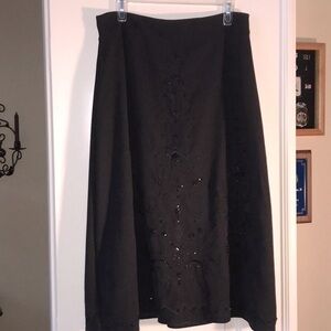 Gorgeous Black Suede Embroidered Beaded Skirt- Size 10